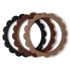 Mushie Silikonowy Gryzak Bransoletka Flower Black / Caramel / Natural