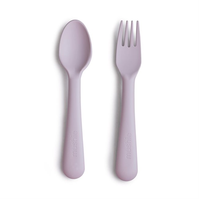 Mushie Sztućce Widelec i Łyżka Soft Lilac