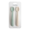 Mushie Łyżeczki Silikonowe do Nauki Samodzielnego Jedzenia 2-Pack Blush / Shifting Sand