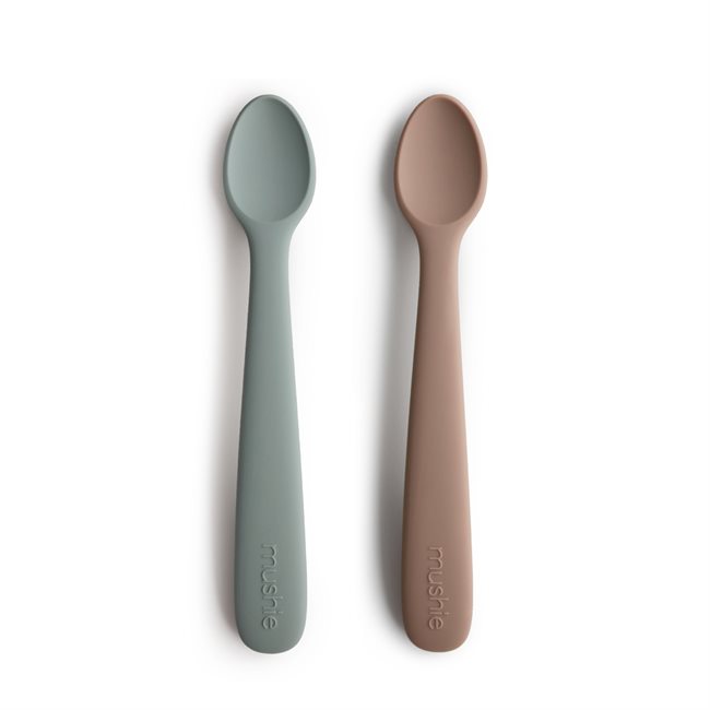 Mushie Łyżeczki Silikonowe do Nauki Samodzielnego Jedzenia 2-Pack Stone / Cloudy mauve