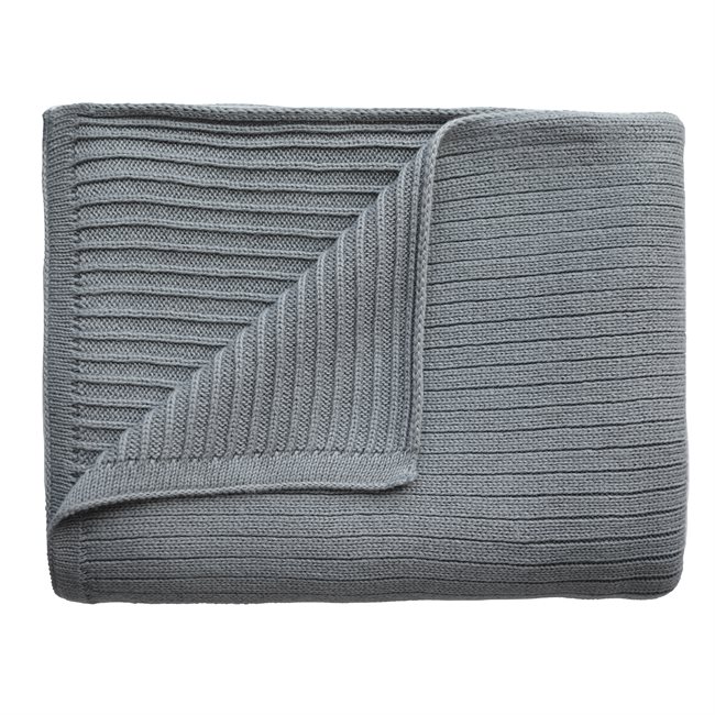 Mushie Kocyk z Organicznej Bawełny Ribbed Gray Melange