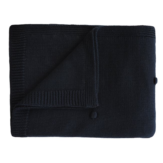 Mushie Kocyk z Organicznej Bawełny Textured Dots Dark Navy