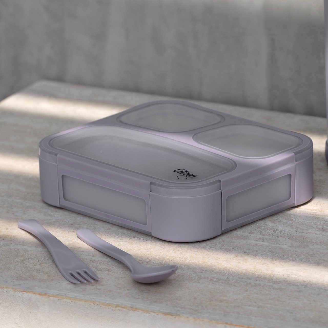 Citron Lunchbox ze Sztućcami - Purple