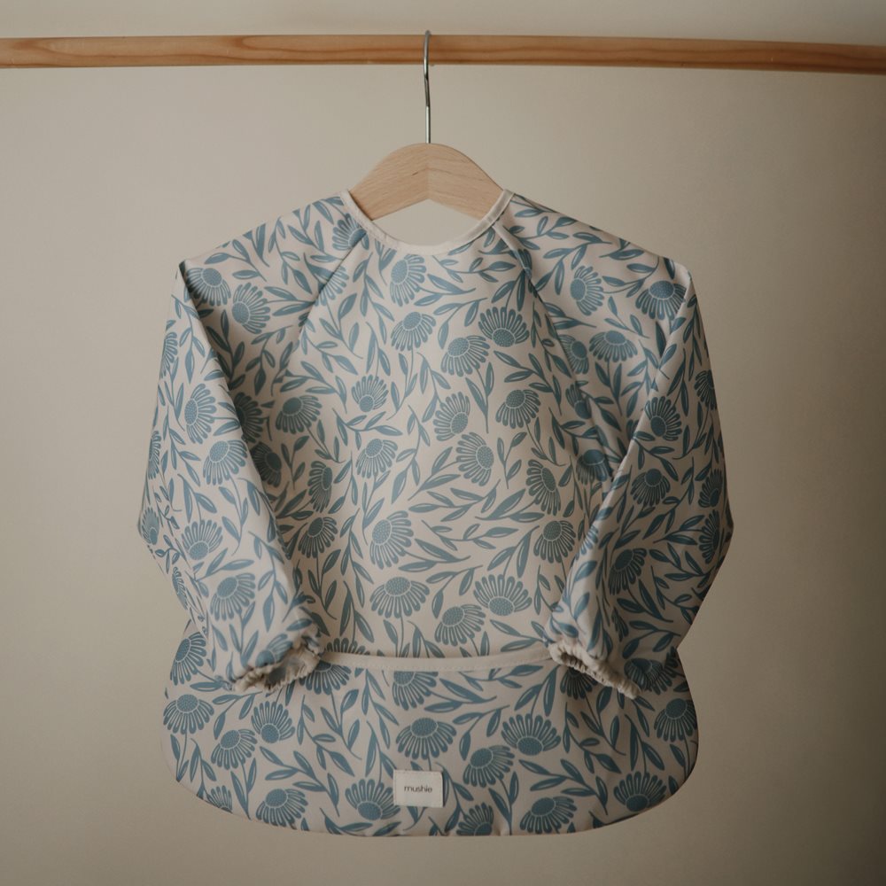 Mushie Śliniak z Długim Rękawem - Blue Flowers