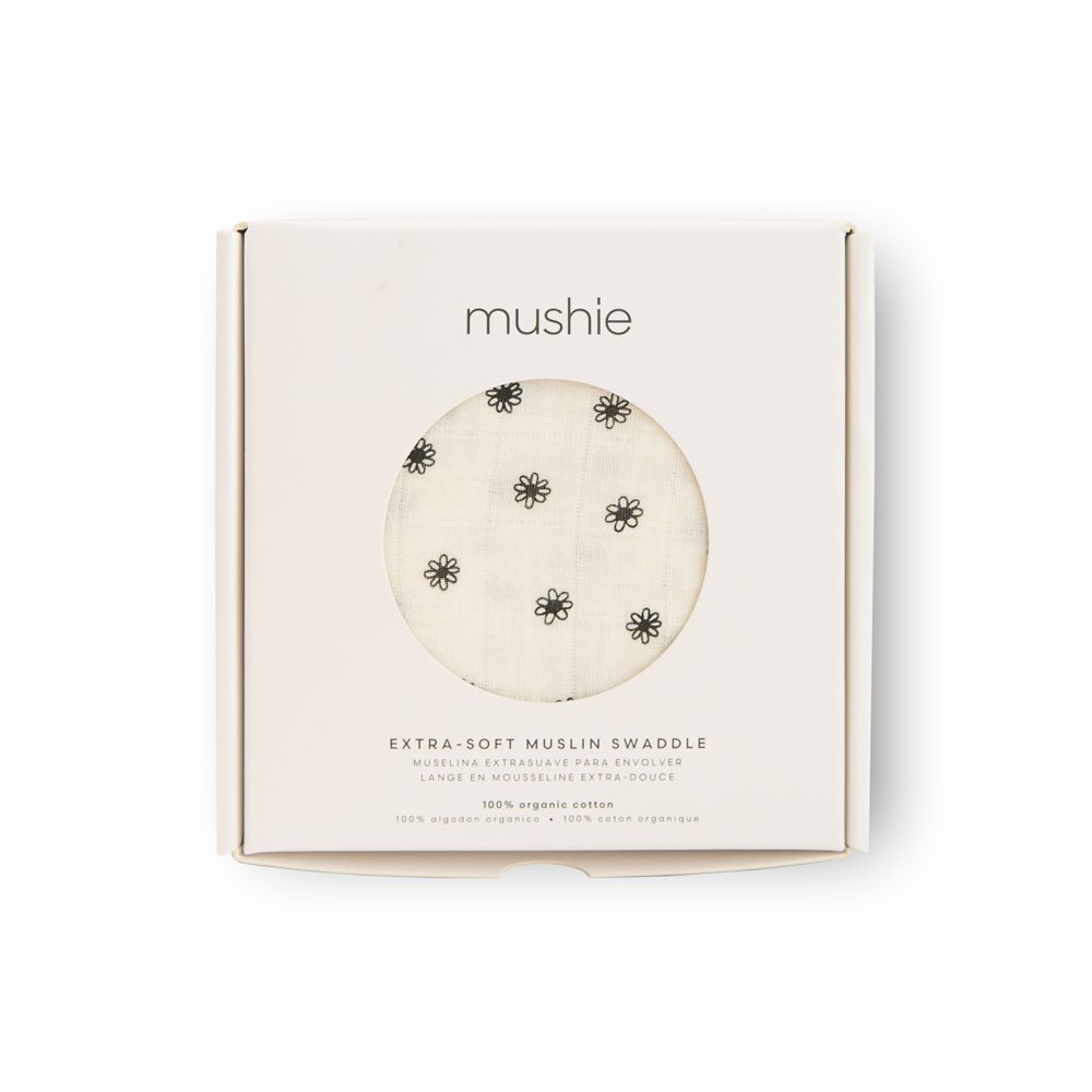 Mushie Otulacz z Organicznej Bawełny Black Daisy