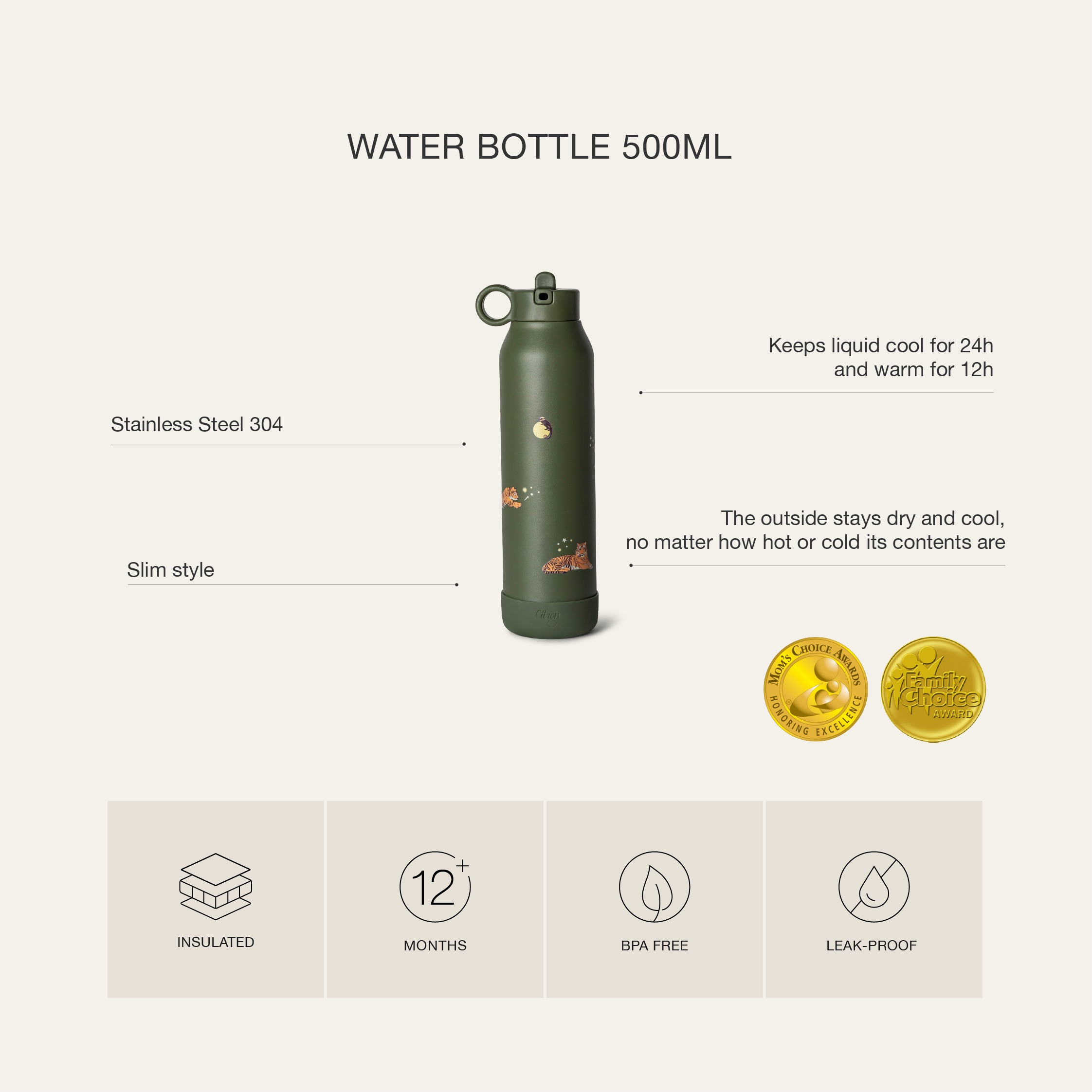 Citron Butelka Termiczna ze Stali Nierdzewnej 500ml - Vehicles