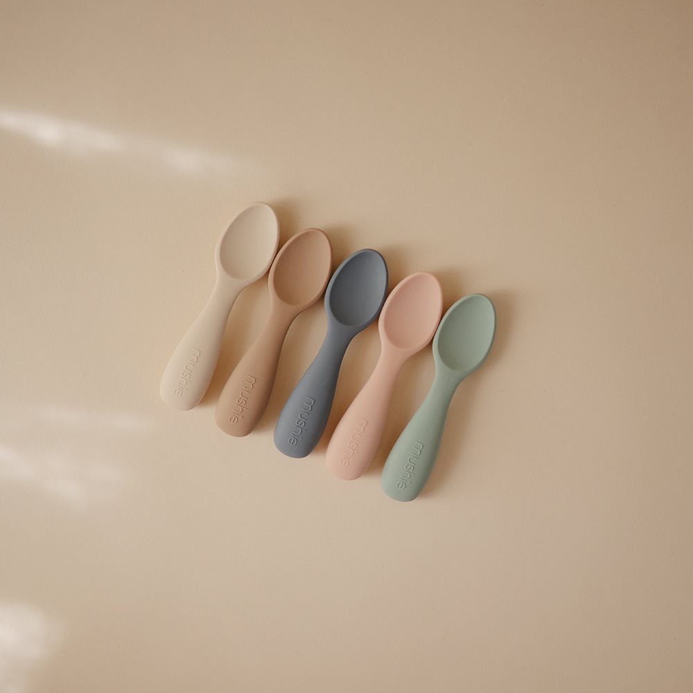 Mushie Łyżeczki Startowe dla Malucha – 2- pack Cambridge Blue/Shifting Sand
