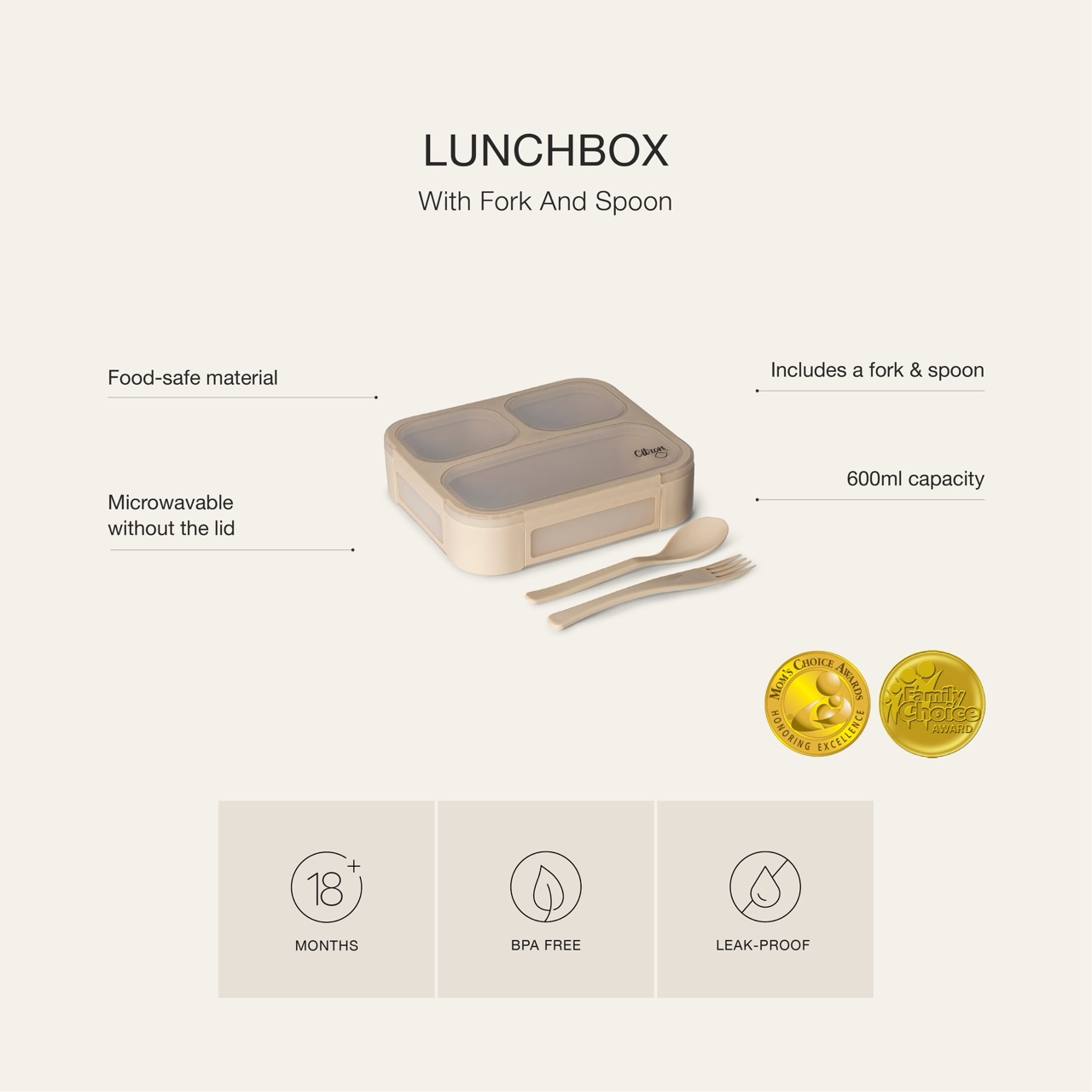 Citron Lunchbox ze Sztućcami - Caramel