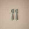 Mushie Pierwsze Łyżeczki dla Niemowląt 2-pack - Cambridge Blue/Shifting Sand