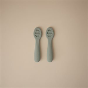 Mushie Pierwsze Łyżeczki dla Niemowląt 2-pack - Cambridge Blue/Shifting Sand
