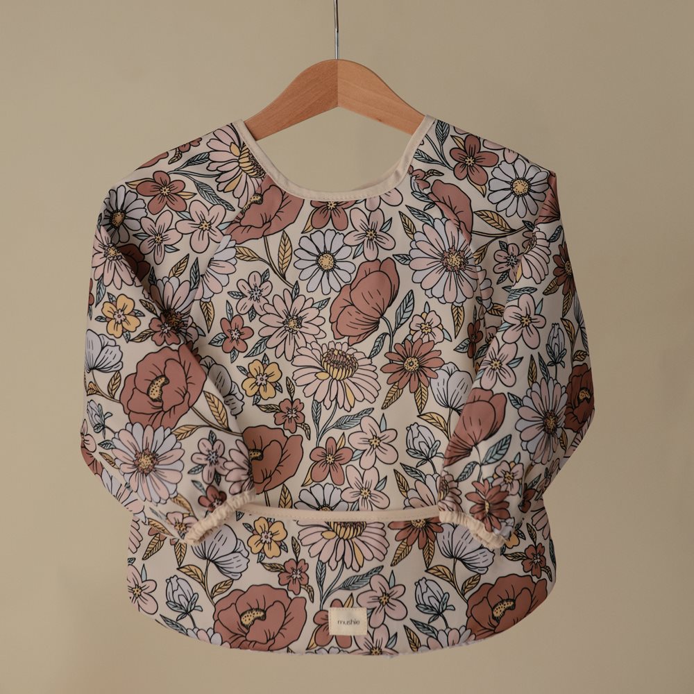 Mushie Śliniak z Długim Rękawem – Retro Flowers