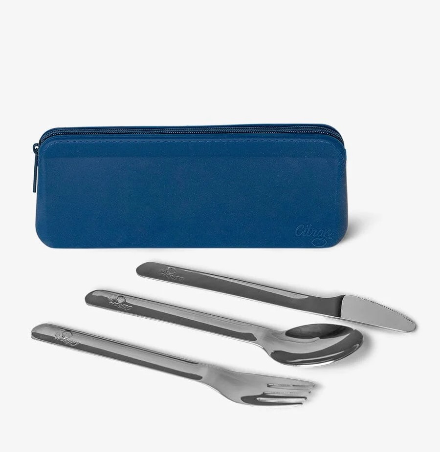 Citron Sztućce ze Stali Nierdzewnej z Etui na Zamek - Blue